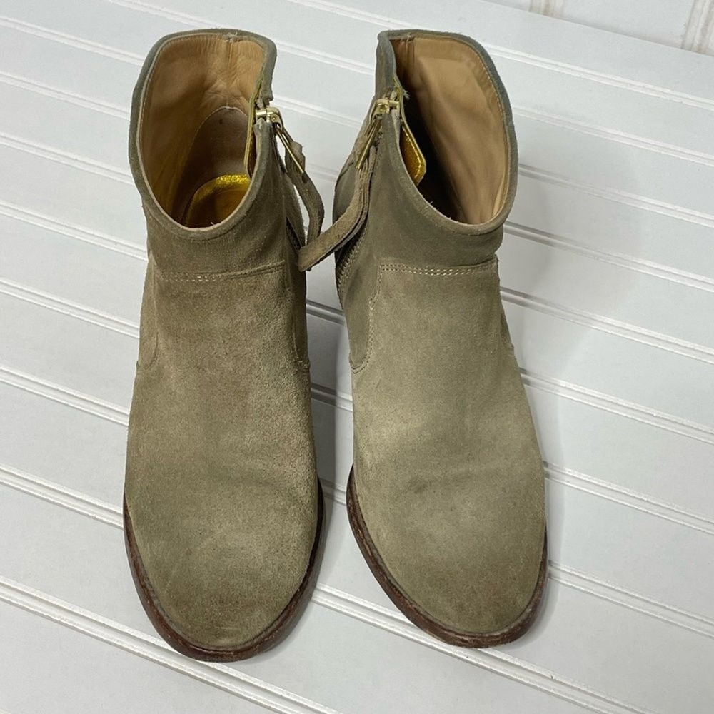 Zadig & Voltaire Molly Khaki Suede Wing Ankle Boots Spain 36 Western Block Heel - Picture 11 of 15